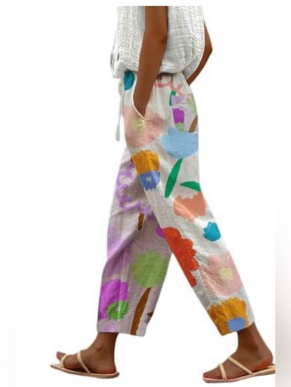 Women’s Multicolor Abstract Print Palazzo Pants